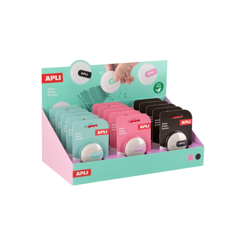 Apli 15 gommes rondes sans PVC assorties