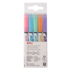 Apli Pack de 5 marqueurs craie liquide assortis