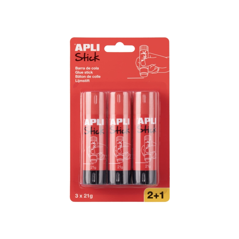 Apli Lot de 3 bâtons de colle 21 g transparents Apli Lot de 3 bâtons de colle 21 g transparents