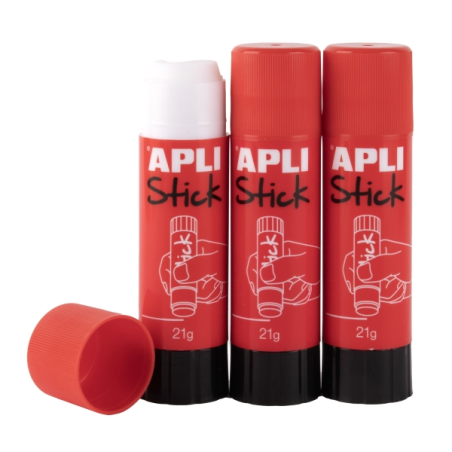 Apli Lot de 3 bâtons de colle 21 g transparents