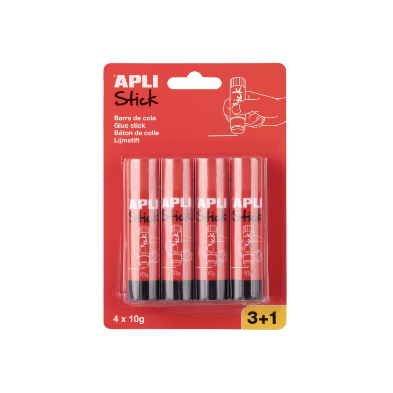 Apli Lot de 4 bâtons de colle 10 g transparents