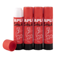 Apli Lot de 4 bâtons de colle 10 g transparents