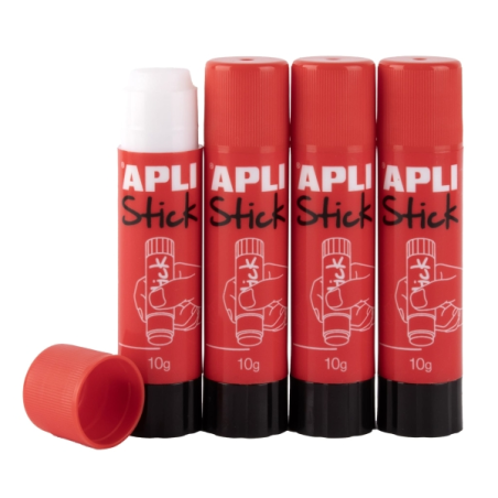 Apli Lot de 4 bâtons de colle 10 g transparents