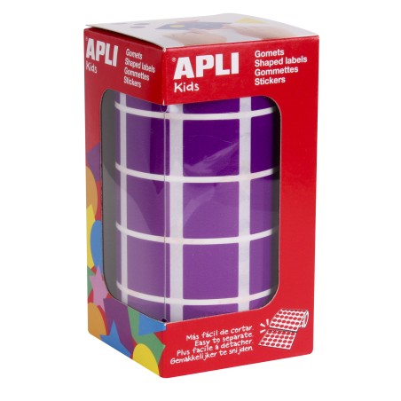 ✅ Autocollants carrés Apli Lilas - 20 x 20 mm - 59 feuilles prédécoupées - 1770 autocollants par rouleau - I en stock