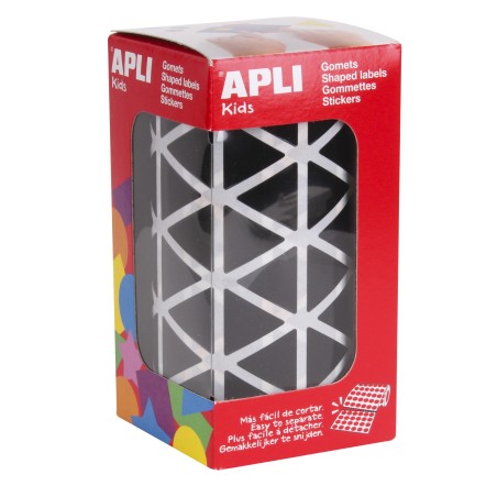 ✅ Gomets triangulaires noirs Apli - Taille 20 x 20 x 20 mm - Adhésif permanent - 2832 Gomets par rouleau - Idé en stock