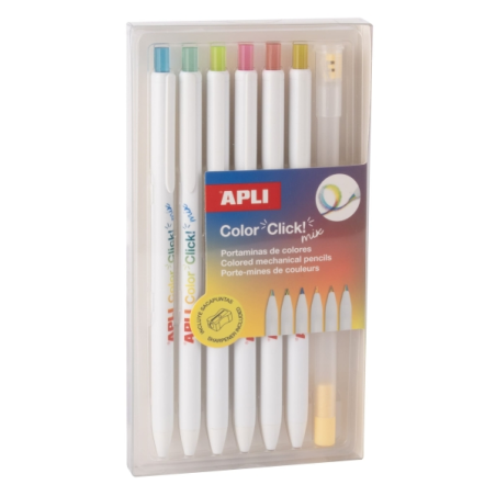 Porte-mines Apli Color Clik 3 mm assortis x12 packs de 6