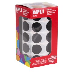 ✅ Apli Autocollants Ronds Ø 20 mm en Noir avec Adhésif Permanent - 59 Feuilles Prédécoupées - 1770 Autocoll en stock