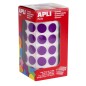 Stickers Ronds Apli Lilas Ø 15mm - 59 Feuilles Prédécoupées - 2832 Stickers par Rouleau - Adhésif à Base d'Eau - Normes EN-71