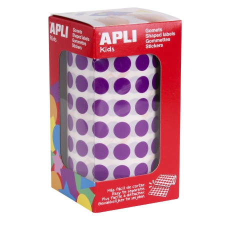 ✅ Apli Stickers Ronds Lilas Ø 10.5mm - 59 Feuilles Prédécoupées - 5192 Stickers par Rouleau - Idéal pour le en stock