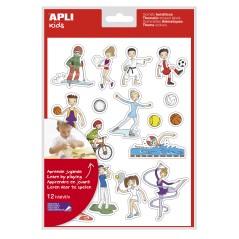 ✅ LOT de 5 Apli Bag d'autocollants sur le thème du sport - 204 autocollants sur 12 feuilles - Illustrations amu en stock