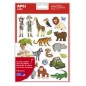 LOT de 5 Sachet Apli d'autocollants sur le thème de la jungle - 252 autocollants sur 12 feuilles - Adhésif amovible - Idéal
