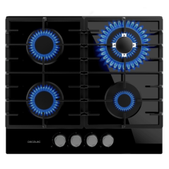 Cuisinière gaz encastrable Cecotec 4 brûleurs noire