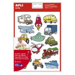 ✅ LOT de 5 Apli Sac d'autocollants sur le thème du transport - 45 autocollants sur 3 feuilles - Illustrations a en stock