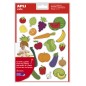 LOT de 5 Apli Sac d'Autocollants Thème Fruits et Légumes - 69 Autocollants - Adhésif Amovible - Illustrations Amusantes