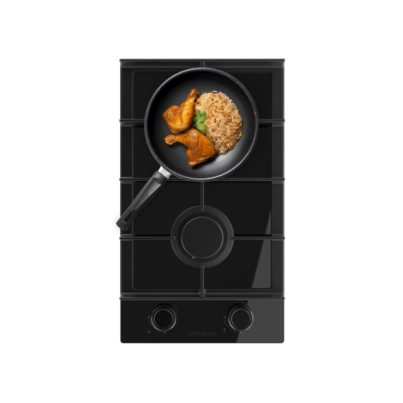 Cuisinière gaz encastrable Cecotec 2 brûleurs noir
