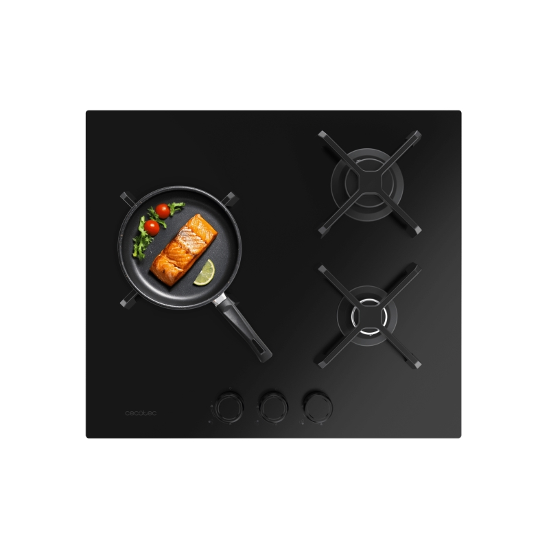 Plaque de cuisson gaz encastrable Cecotec 3 feux noir Plaque de cuisson gaz encastrable Cecotec 3 feux noir