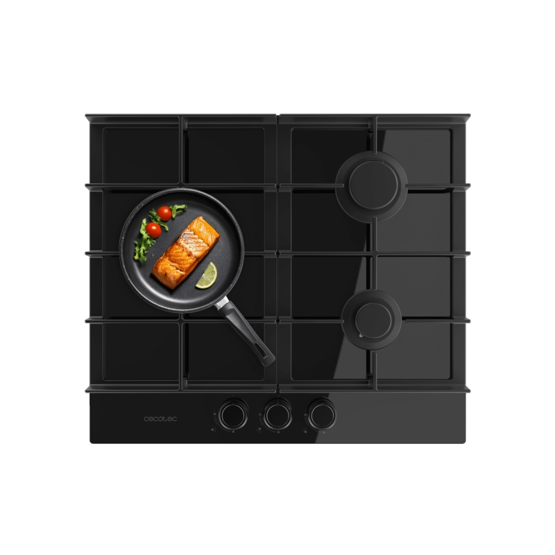 Cuisinière gaz encastrable Cecotec 3 brûleurs noir
