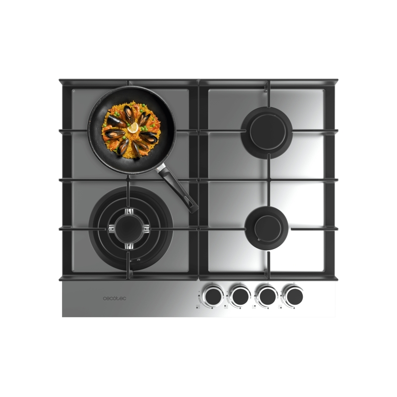 Cuisinière gaz encastrable Cecotec 4 brûleurs acier