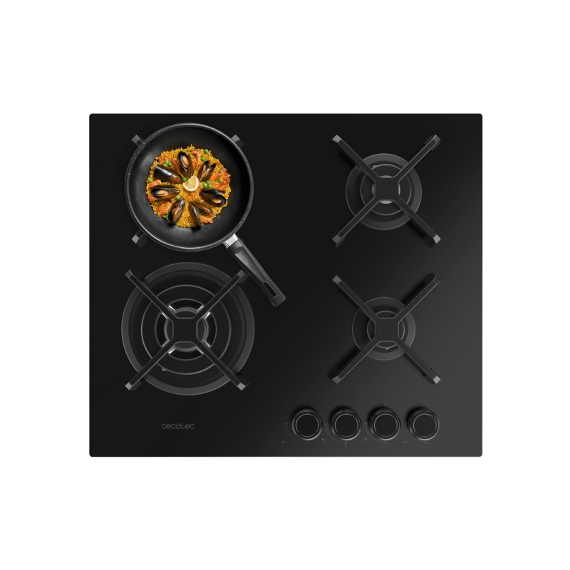 Cuisinière gaz encastrable Cecotec 4 brûleurs noir Cuisinière gaz encastrable Cecotec 4 brûleurs noir