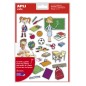 LOT de 5 Sac d'autocollants sur le thème Apli School - 78 autocollants sur 3 feuilles - Adhésif amovible - Illustrations