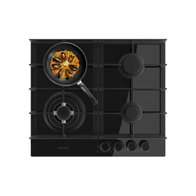 Cuisinière gaz encastrable Cecotec 4 feux noir fonte Cuisinière gaz encastrable Cecotec 4 feux noir fonte