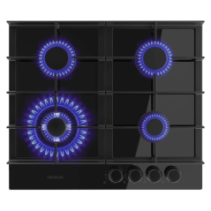 Cuisinière gaz encastrable Cecotec 4 feux noir fonte