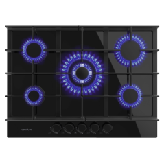Cuisinière gaz encastrable Cecotec 5 brûleurs noire