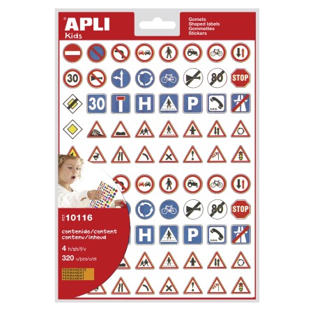 ✅ LOT de 10 Sachet Apli d'Autocollants Thématiques Panneaux de Signalisation - 320 Autocollants - Adhésif Perm en stock