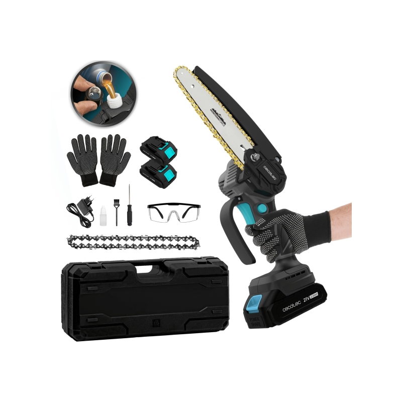 Scie d’élagage sans fil Cecotec 700 W, 2 batteries, gris foncé