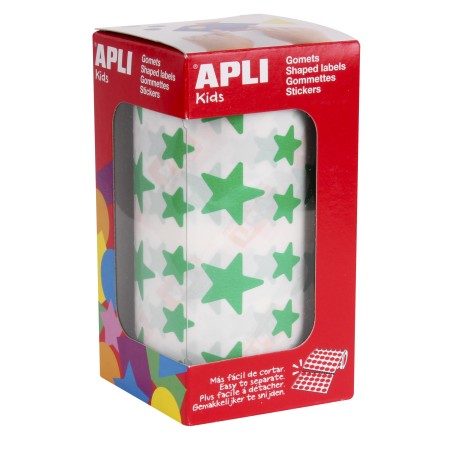 â Apli Gomets Green Star - 12,5 mm et 19,5 mm - AdhÃ©sif permanent - 2360 Gomets par rouleau - IdÃ©al pour les Ã en stock