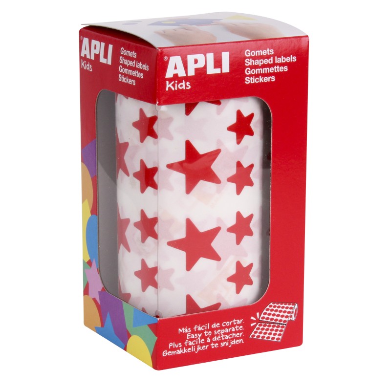 Autocollants Apli Red Star - 12,5 mm et 19,5 mm - Adhésif permanent - 59 feuilles - 2360 autocollants par rouleau - Idéal pour