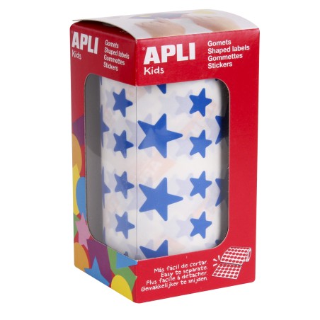 ✅ Autocollants Apli Blue Star - 12,5 mm et 19,5 mm - Adhésif permanent - 59 feuilles prédécoupées - 2 360 au en stock