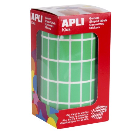 ✅ Apli Gomets Rectangulaire Vert - 20x10mm - 59 Feuilles Prédécoupées - 3540 Gomets par Rouleau - Idéal pour en stock