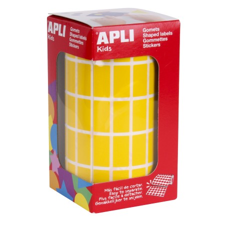 ✅ Apli Gomets rectangulaires jaunes - 20x10mm - 59 feuilles prédécoupées - 3540 unités par rouleau - Idéal en stock