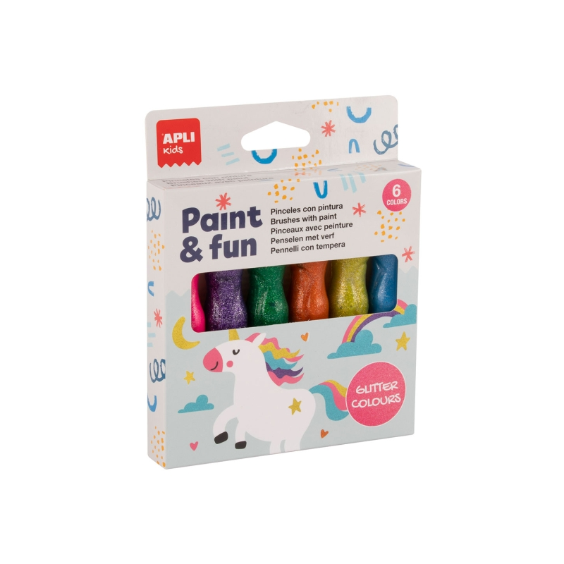 Apli Kids Temperas pailletées 6x14 ml avec pinceau Apli Kids Temperas pailletées 6x14 ml avec pinceau