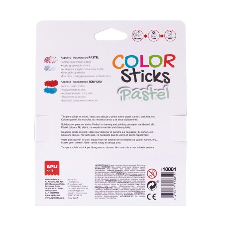 Apli Lot de 6 gouaches solides