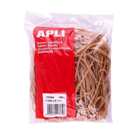 ✅ Bandes Élastiques Apli Ø 140 x2mm - Sachet avec Zip et Eurohole - Contenu 100g - 70% Caoutchouc Naturel - Gr en stock