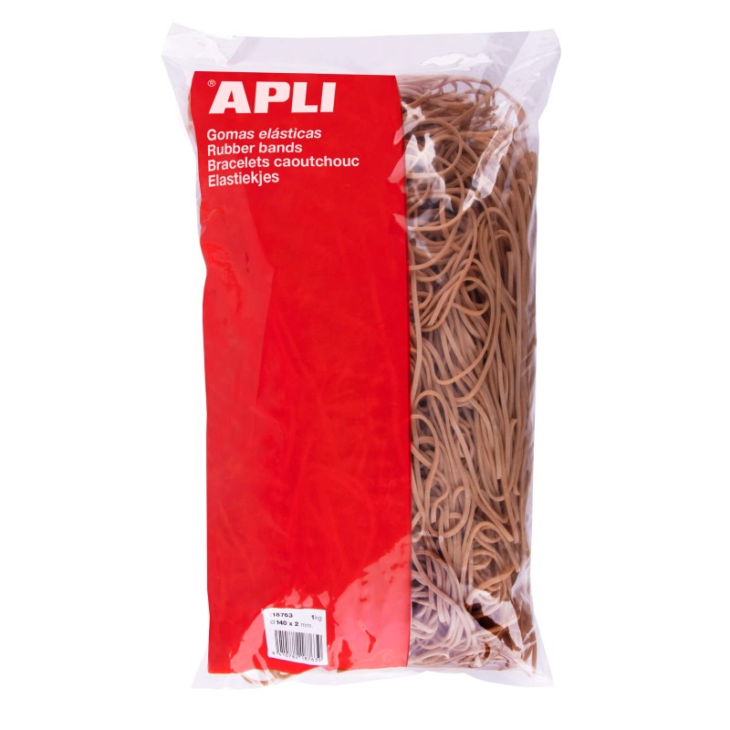 Bandes Élastiques Apli Ø 140 x 2mm - Contenu 1kg - Grande Élasticité et Résistance - 70% Caoutchouc Naturel
