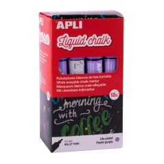 ✅ Marqueur à craie liquide Apli Lilac Pastel - Pointe ronde - Idéal pour les tableaux noirs, le plastique, les en stock