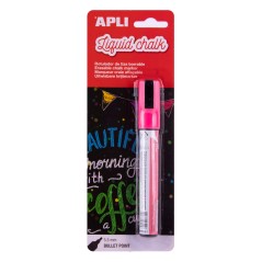 ✅ Apli Pink Marqueur à craie liquide - Pointe ronde de 5,5 mm - Idéal pour les tableaux noirs, le plastique, l en stock