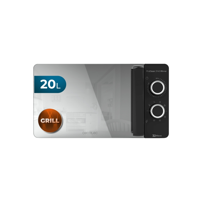 Micro-ondes Cecotec Proclean 3140 Mirror 20 L Noir 700 W Gril