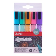 ✅ Marqueurs à craie liquide Apli - Pointe ronde de 5,5 mm - Couleurs de terre pastel - Idéal pour les tableaux en stock