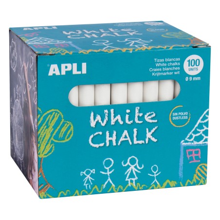 ✅ Appli rond à la craie blanche - Lot de 100 unités Taille Ø 9 x 80 mm - Idéal pour écrire, dessiner et col en stock