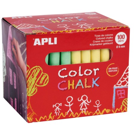 ✅ Appli craies rondes de couleurs assorties - Lot de 100 craies Ø 9 x 80 mm - Sans poussière - Idéal pour éc en stock
