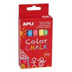 ✅ LOT de 12 Craies rondes Apli de couleurs assorties - Lot de 10 craies de Ø 9 x 80 mm - Sans poussière - Idé en stock