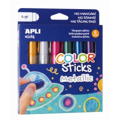 ✅ Apli Color Sticks Solid Temperas - Pack de 6 Unités de 6g de Couleurs Métallisées - Finition Satinée sans en stock
