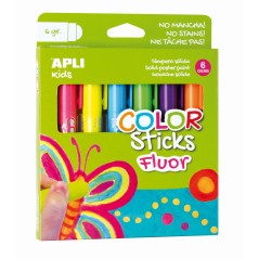 ✅ Apli Color Sticks Solid Fluorescent Temperas - Pack 6 Unités de 6g - Finition Satinée sans Nécessité de Ve en stock