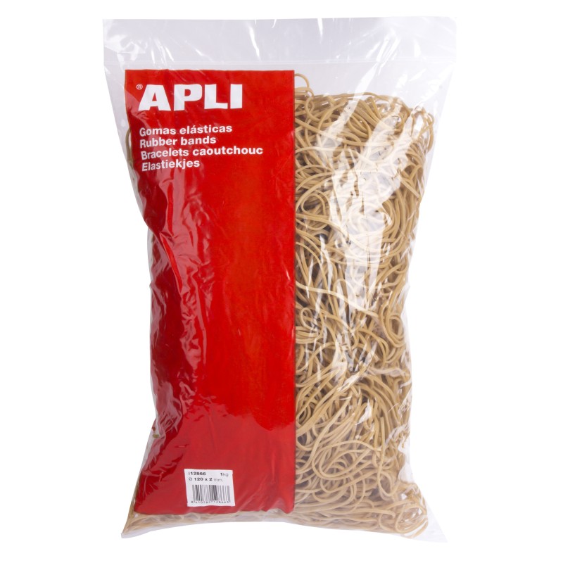 Bandes Élastiques Apli Ø 120 x 2mm - Contenu 1kg - Grande Élasticité et Résistance - 70% Caoutchouc Naturel