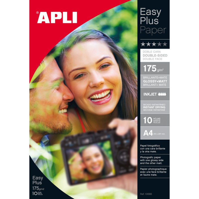 Apli Photobright Papier Photographique Double Face A4 175g 10 Feuilles