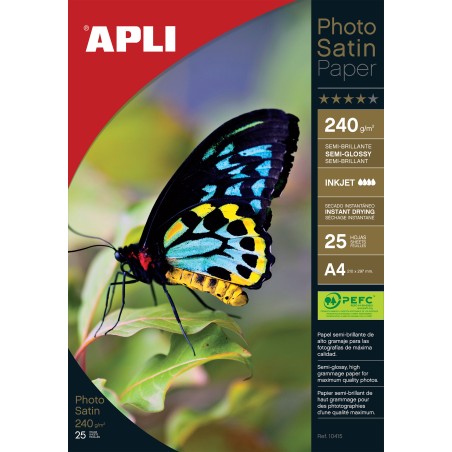 ✅ Apli Papier Photo Photosatin A4 240g 25 Feuilles couleur Blanc en stock